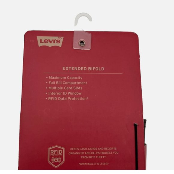 Levi's Men's RFID-Blocking Extended Bifold Wallet Brown/ Tan 2-ID Windows - Picture 10 of 13